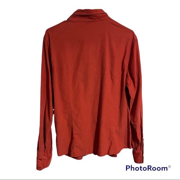 Vintage Talbots Burnt Orange Corduroy Button Up Shirt Pleated Fall Women’s Large - Picture 7 of 8